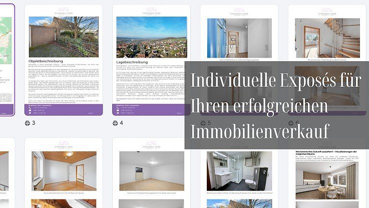 Immobilienverkauf: Warum ein individuelles Exposé entscheidend für den Verkaufserfolg ist Bild zeigt verschiedene Seiten eines Exposés