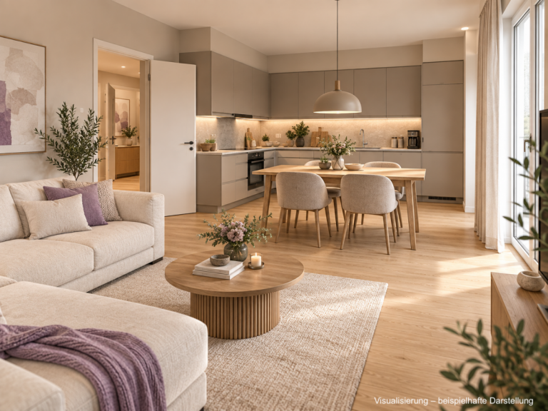 Visualisierung - Wohnbereich Bischberg Etagenwohnung Neubau mit Perspektive - modernes Wohnen vor den Toren Bambergs