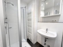 Dusche, Handtuchheizk�rper und klare Linie Modernes City-Apartment mit offenem Wohnkonzept