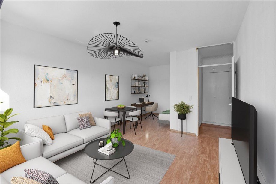 Visualisierung_Wohn-Ess-Schlafbereich Wohnung Bamberg