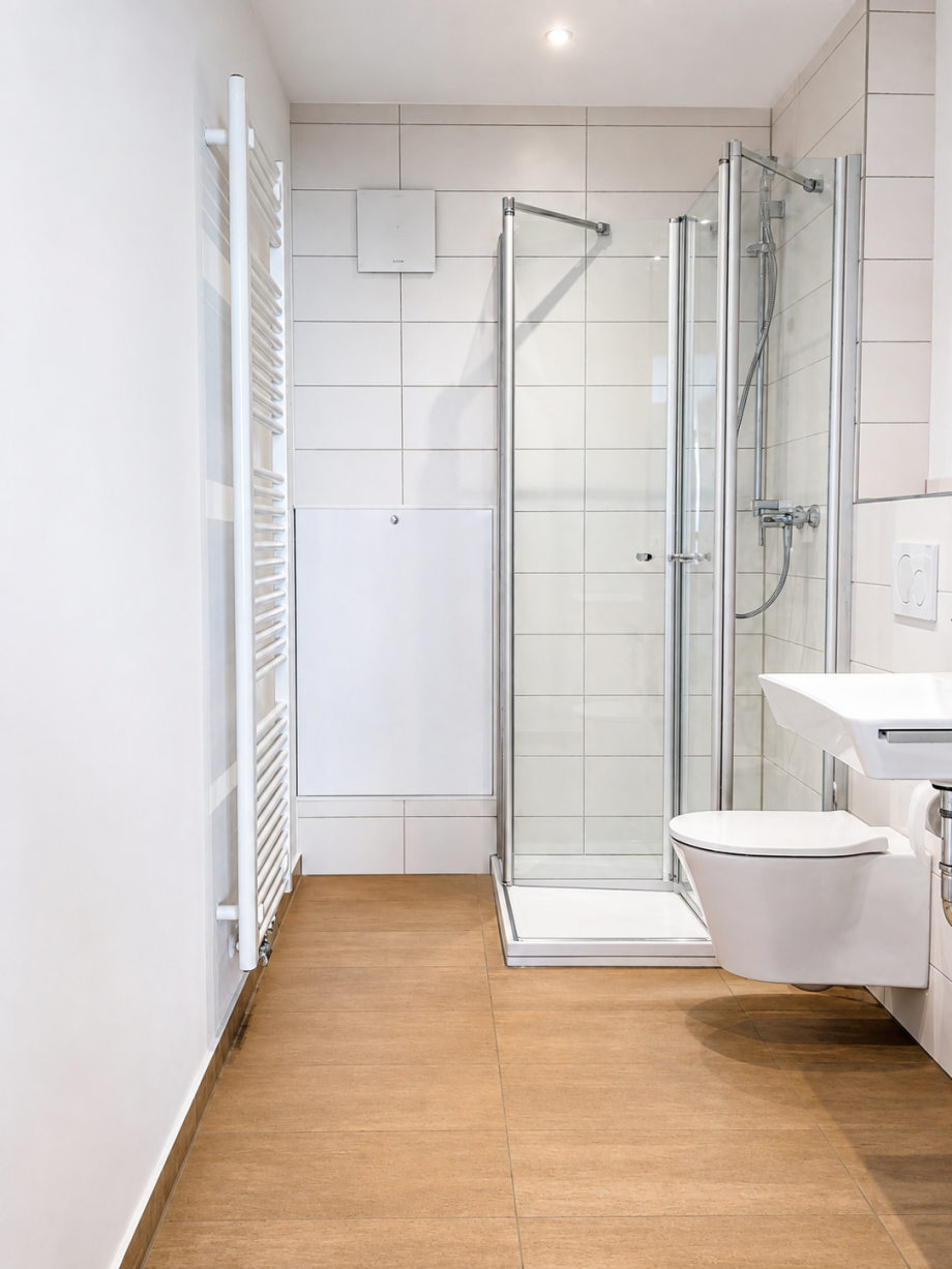 Modernes Duschbad mit zeitloser Ausstattung Etagenwohnung Eltmann