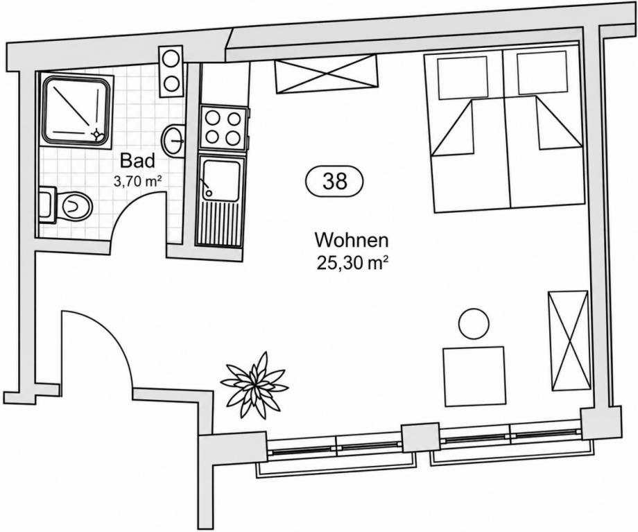 Grundriss - App. 24 Etagenwohnung Bamberg