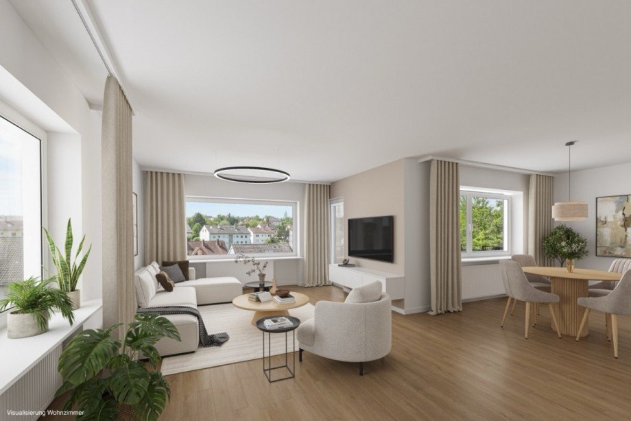 Visualisierung Wohnzimmer Zweifamilienhaus Bischberg
