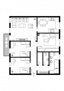 Grundriss Solide Kapitalanlage mit laufendem Ertrag - vermietete 4-Zimmer-Wohnung