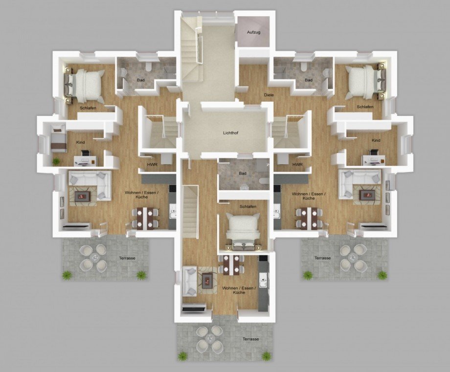 Grundriss Erdgeschoss - Wohnung Mitte Etagenwohnung Bischberg