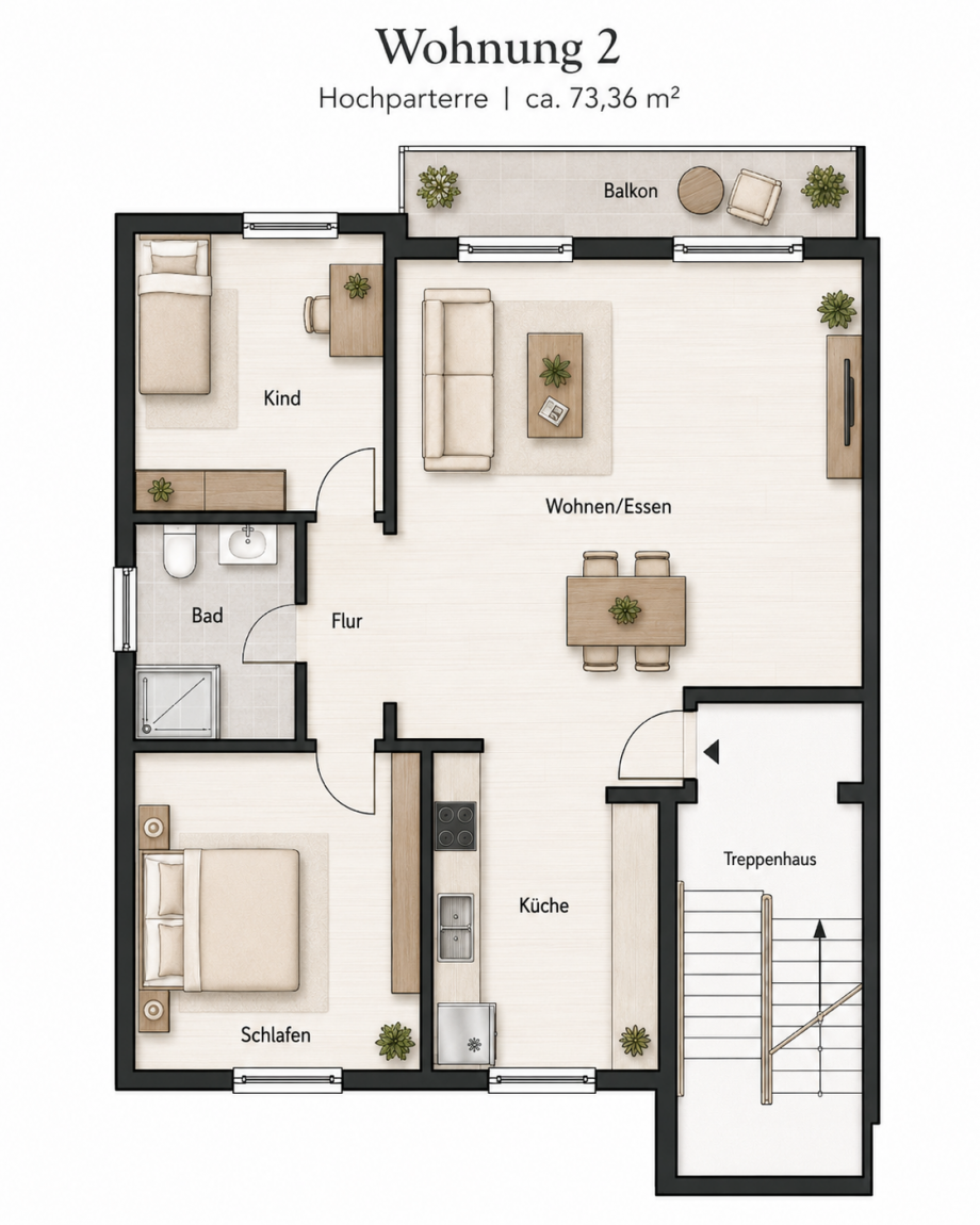 Grundriss Wohnung 2 Erdgeschosswohnung Heiligenstadt in Oberfranken